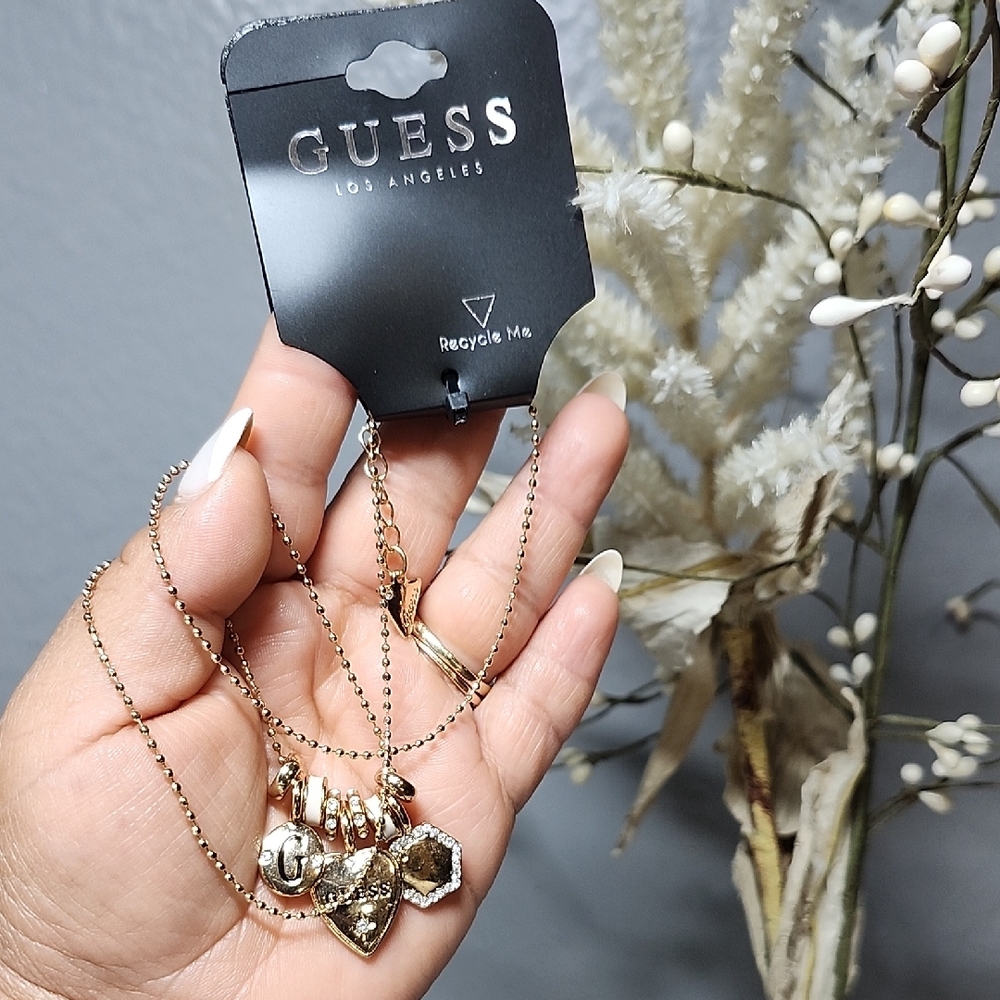 Guess Gold and Silver Charm Necklace